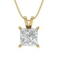 thumbnail image 4 of 2.0 ct Brilliant Princess Cut Solitaire Moissanite 14k Yellow hypoallergenic Solid gold Designer Everyday Affordable Dainty Necklace Pendant with 18" Chain, 4 of 7