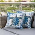 thumbnail image 4 of 2 Pack Outdoor Waterproof Throw Pillow Covers,Summer Ocean Blue Turtle on White Decorative Square Patio Pillowcases for Chair Couch Sofa 16x16in, 4 of 9