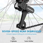 ABORON 24 Beach Cruiser Bike Women, Lightweight Adult Cruiser Bike with Rack, 7-Speed Cruiser Bicycle for Commuting, Carbon Steel Frame Commuter Bicycle