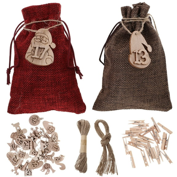 WHAMVOX Christmas Calendar Bag Set Christmas Party Candy Gift Bags Shopping 14X10X1CM