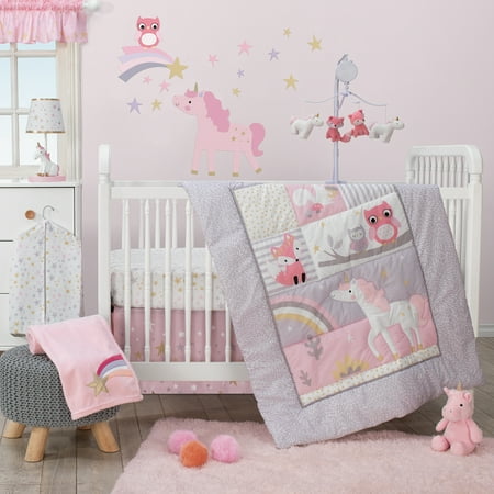Bedtime Originals Rainbow Unicorn 3-Piece Crib Bedding Set - Pink,