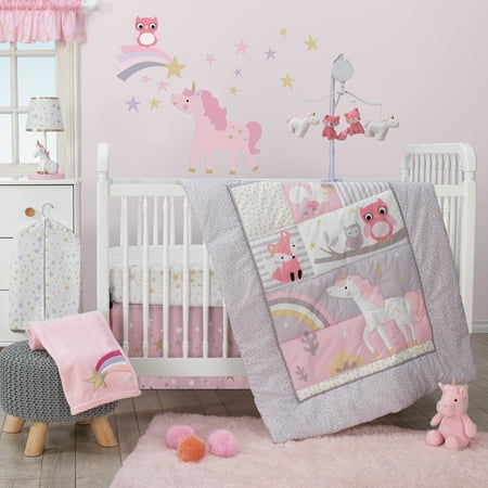 Bedtime Originals Rainbow Unicorn 3-Piece Crib Bedding Set - Pink, (Best Bedtime For Infants)