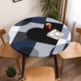 thumbnail image 5 of Abstract Geometric Blue Gray Black Elastic Fitted Round Table Cover Modern Art Waterproof Outdoor Tablecloth for Holiday Party, Picnic, Patio & Dining Fits Tables Up to 36"-44", 5 of 8