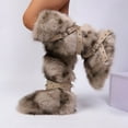 thumbnail image 3 of Women's Winter Fluffy Mongolian Faux Fur Mid-Calf Snow Boots with Belt Decoration Plush Furry Boots, 3 of 5