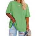 thumbnail image 2 of Summer Plus Size Women Solid Color Casual T-shirt Short Sleeve Crew Neck Tops, 2 of 5
