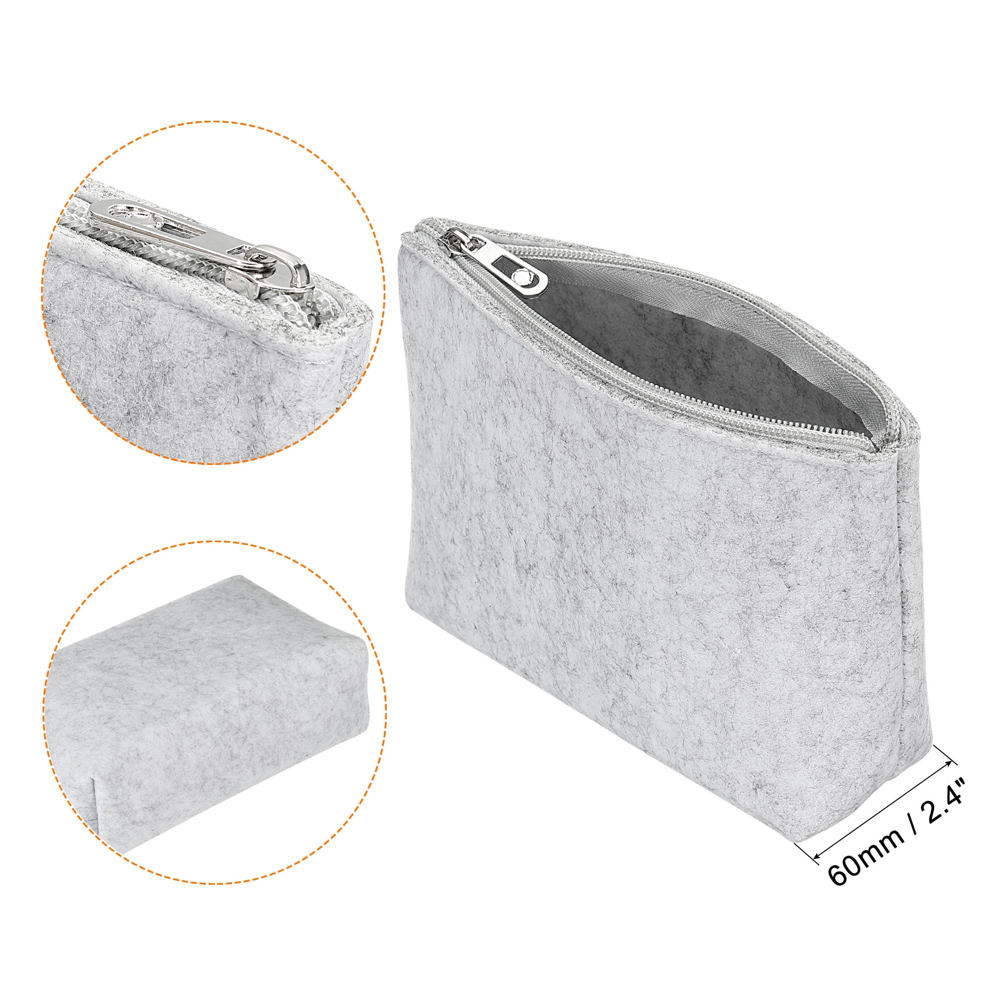 Unique Bargains Zipper Felt Pencil Stationery Storage Pouch Light Gray