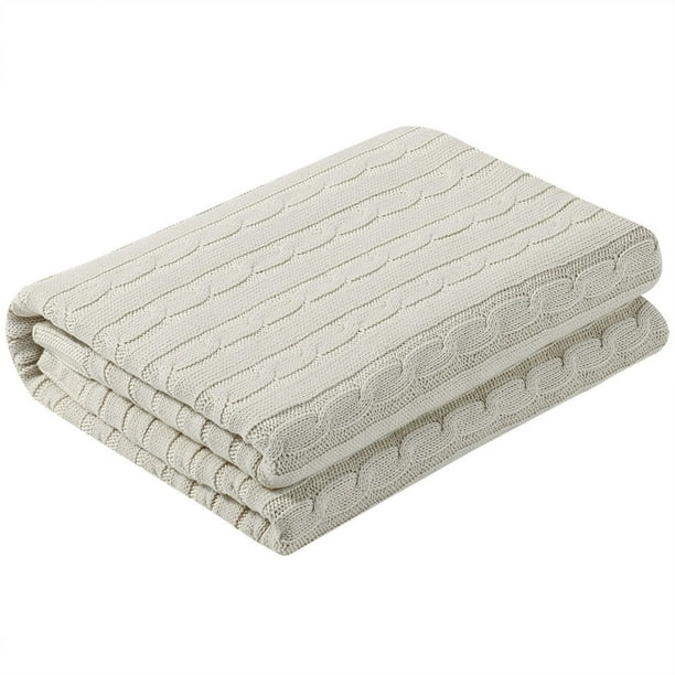 Unique Bargains 100 Cotton Knitted Throw Blanket Twist Cable Knit Blankets Soft Warm Walmart Com Walmart Com