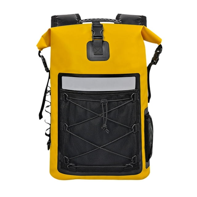 Mochila impermeable para acampar, bolsa seca, 35 l, con tiras reflectantes, para almacenamiento Amarillo