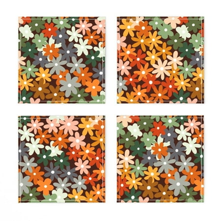 

Linen Cotton Canvas Cocktail Napkins (Set of 4) - 70S Flower Daisy Field Colors Retro Rainbow Vintage Flowers Daisies Print Cloth Cocktail Napkins by Spoonflower
