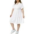 thumbnail image 4 of Agnes Orinda Women's Plus Size Chambray Dress Short Sleeves Button Down Flowy Tiered Shirt Dresses 4X White, 4 of 6
