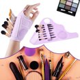 thumbnail image 4 of Paleta de mezcla de maquillaje, pulsera de silicona, bandeja para mezclar base de maquillaje con soporte para brochas de maquillaje, herramientas para brochas cosméticas, correa de mano de limpieza, 4 of 8