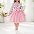 thumbnail image 5 of Fesfesfes Girls Floral Print Ruffle Collar Shirt Dress with Pink Tulle Dress and Bow Waist Long Sleeve Princess Party Outfit for Birthday Ages 3-8 Years, 5 of 8