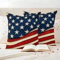 thumbnail image 3 of Vintage American Flag Outdoor Waterproof Pillow Covers, Red Beige Waves Decorative Square Throw Pillowcase Sofa Cushion Sham for Patio/Couch/Chair, 16"x16" 2 Pack, 3 of 8