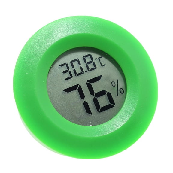 Reptile Box Thermometer Hygrometer Digital Temperature Humidity Meter Round Shaped for Indoor Bedroom Home Green