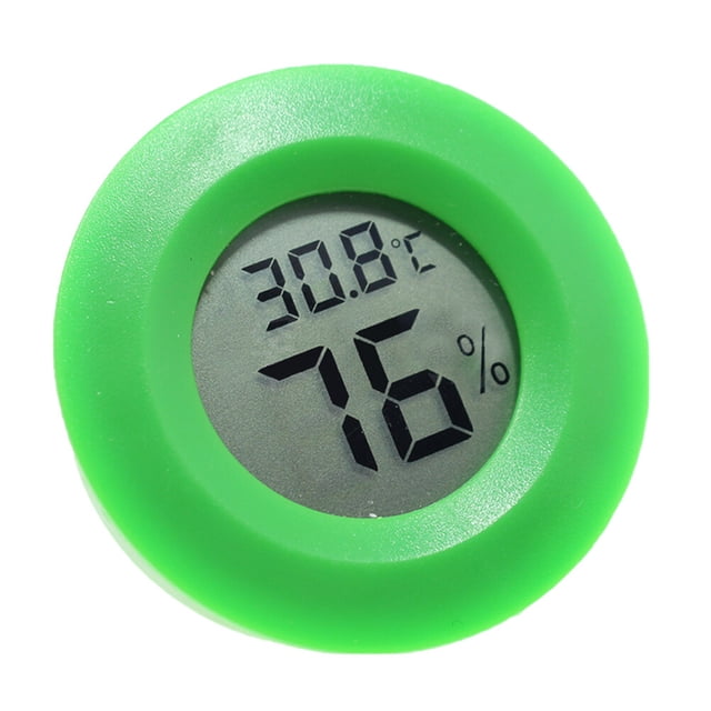Shisuyan Reptile Box Thermometer Hygrometer Round Shaped Digital Temperature Humidity Meter for Indoor Bedroom Home (Green)