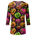thumbnail image 5 of Halloween Tshirts for Women 3/4 Sleeve Tops Funny Graphic Tees Fall V Neck Loose Fit Party Halloween T-Shirts, 5 of 6