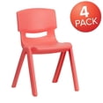 thumbnail image 3 of Flash Furniture 4 Pack Red Plastic Stackable School Chair with 13.25'' Seat Height, 3 of 5