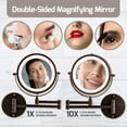 thumbnail image 2 of Ovente 7" Lighted Wall Mount Makeup Mirror, 1X & 10X Magnifier, Adjustable Double Sided Round LED, Extend, Retractable & Folding Arm, Compact & Cordless, Battery Powered Antique Bronze MFW70ABZ1X10X, 2 of 9