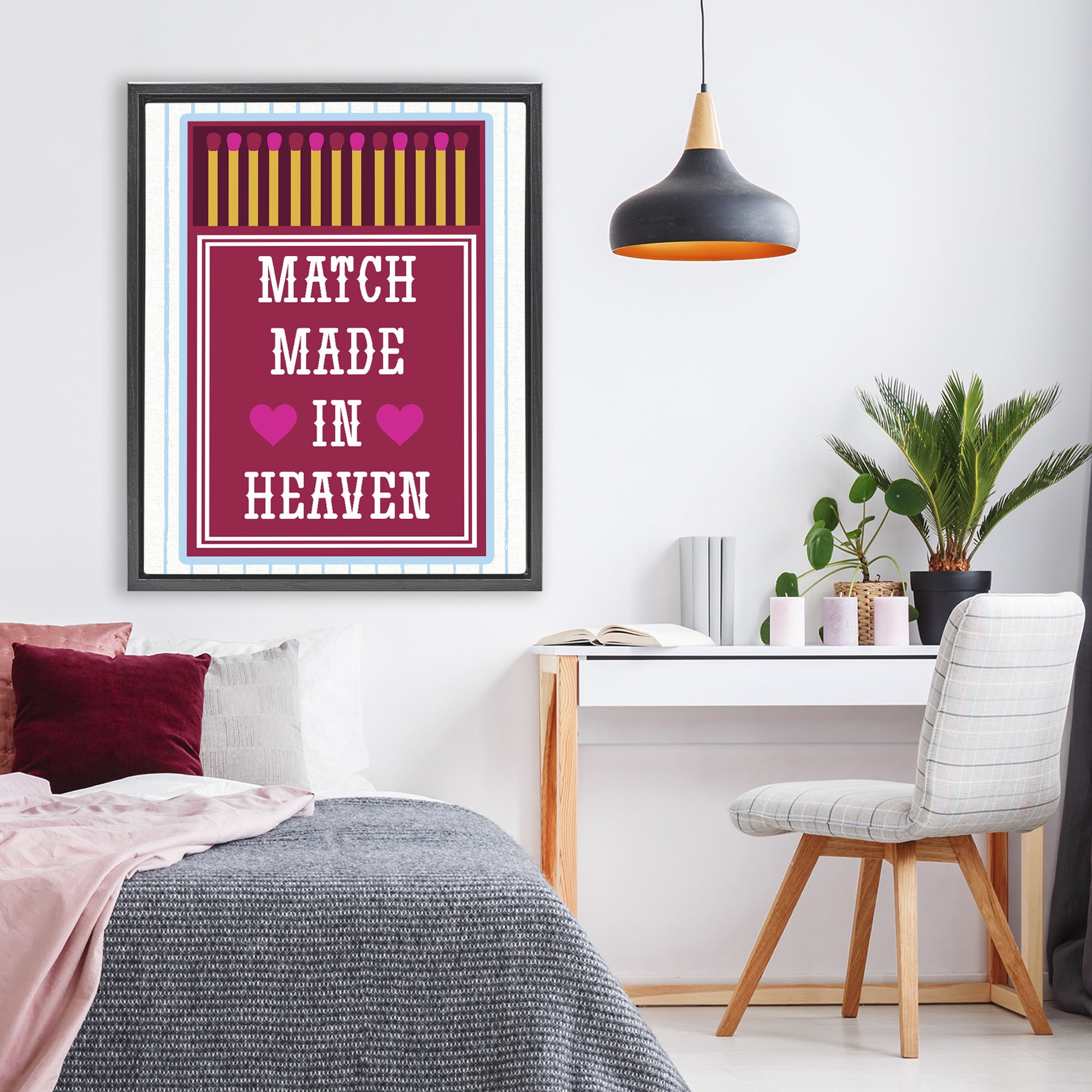 Stupell Industries Vintage Match Made In Heaven Black Framed Floater Canvas Wall Art, design by Lil' Rue