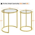 thumbnail image 3 of Alden Design Round Iron Nesting Tables for Living Room, Gold/Clear, Set of 2, 3 of 9