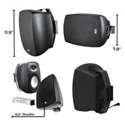 6.5 Bluetooth® 5.0 Outdoor Patio Speaker Pair 150W, IP54 Rated, Black BTP650