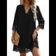 thumbnail image 2 of Vestido Camisero Informal de Verano para Mujer, con Mangas 3/4, Holgado y Holgado Negro L, 2 of 10