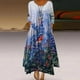 thumbnail image 2 of Moda casual mujer casual tres cuartos manga con cuello en v estampado floral vestidos largos irregulares vestido Pompotops hdfakjf8677, 2 of 8