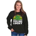 thumbnail image 4 of St Patricks Day Feeling Lucky Clover Unisex Plus Fleece Graphic Sweatshirt Brisco Brands 2X, 4 of 5