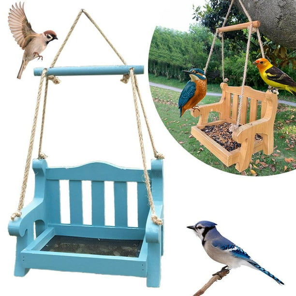 Comedero Para Pájaros Columpio Colgante Comedero Para Pájaros Silla De Madera Forma Columpio Comedero Para Pájaros Para Alféizar De Ventana Árbol Methold PT002366-03