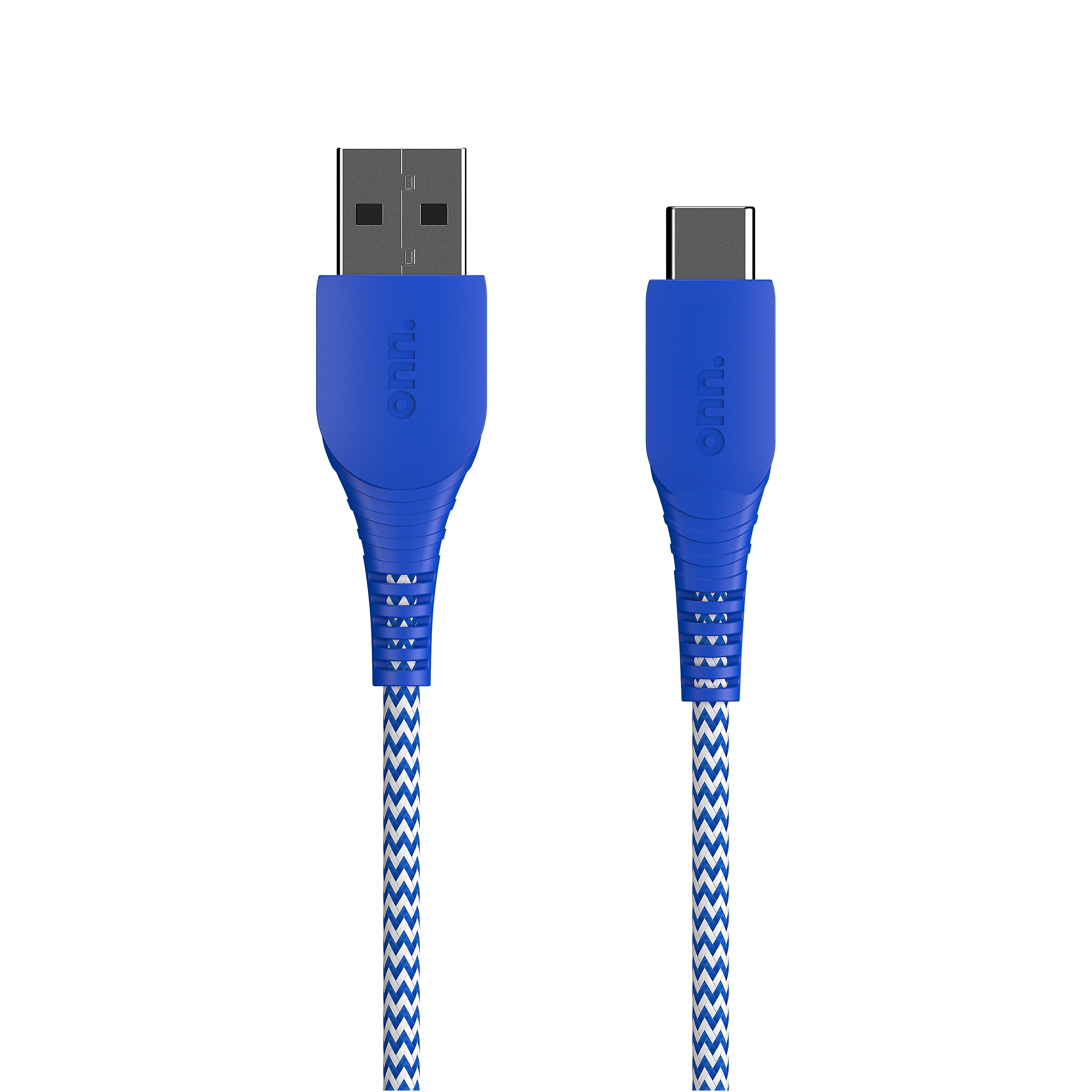 onn. 6' Braided USB-C to USB Cable, Blue