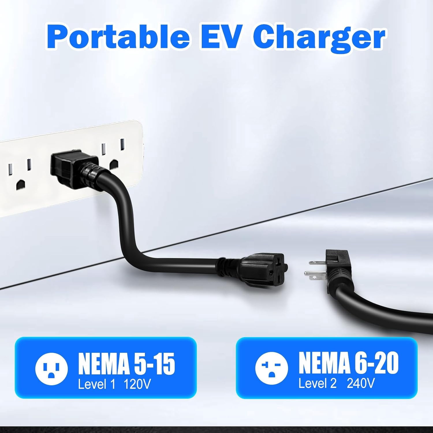 SubSun Universal Portable Level 2 EV Charger 50Amp 240V Electric Car Charger for All North American EVs Includes J1772 and Tesla, 25FT EV Charging Cable with NEMA 14-50 Plug (with Tesla Adapter)