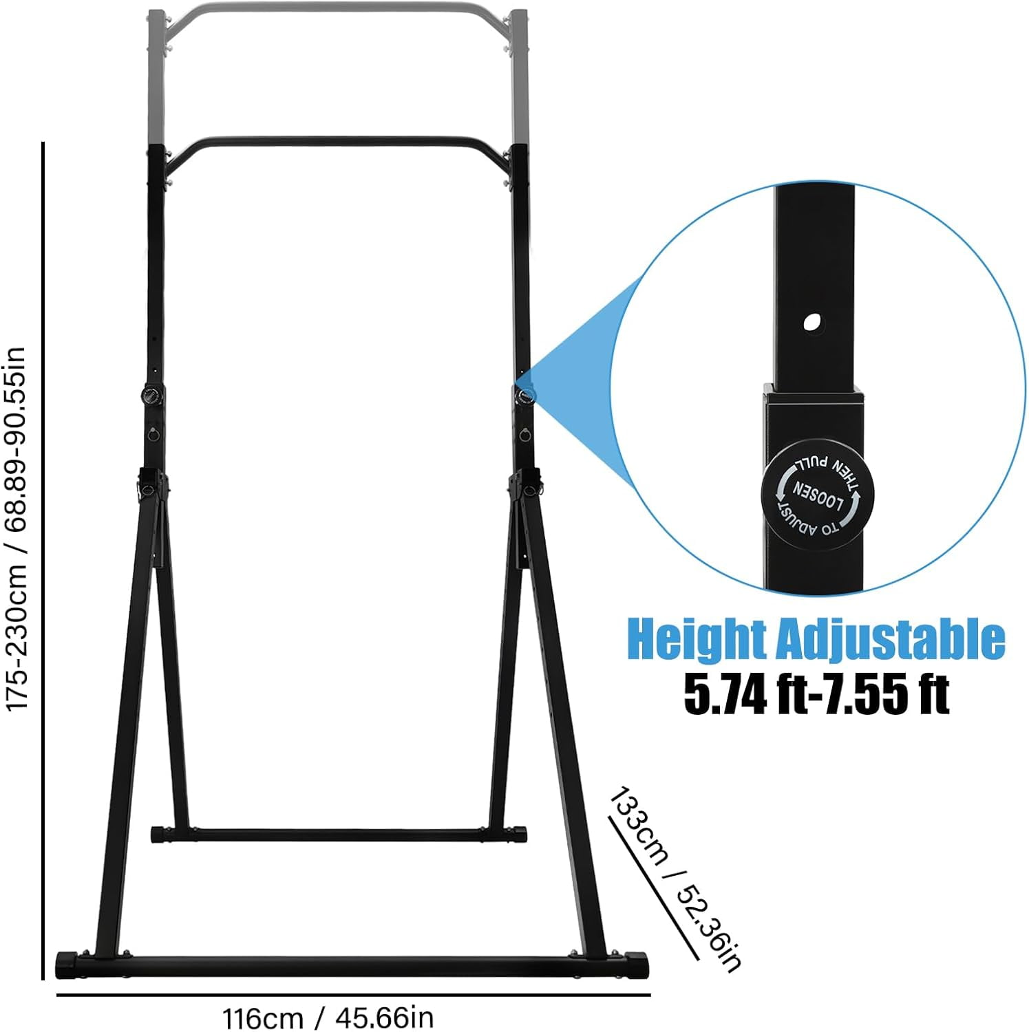 Foldable Pull Up Bar, Power Tower Workout Dip Station Height Adjustable Pull Up Bar for Home, Gym Training Equipment
