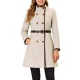 thumbnail image 1 of INSPIRE CHIC Manteau Trench Long d'Hiver pour Femme à Double Boutonnage, Col Montant, Manches Longues, TP Beige, 1 of 6