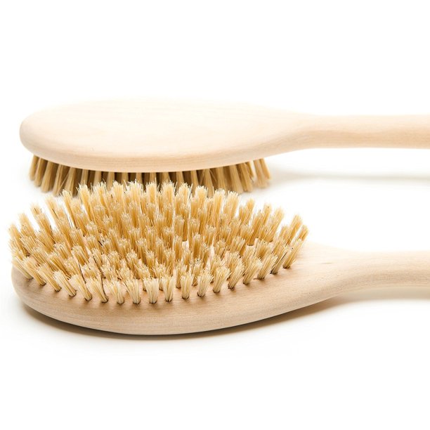 Bath Body Brush for DRY Skin Brushing, Natural Bristle Scrub Brush