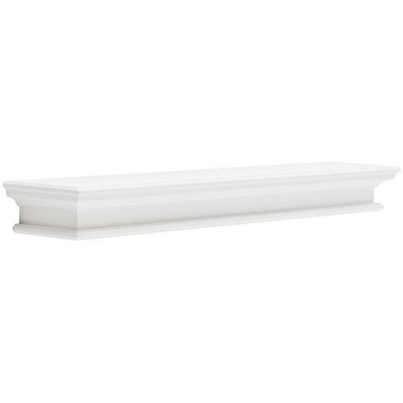 Pemberly Row Modern Extra Long Floating Wall Shelf in Pure White