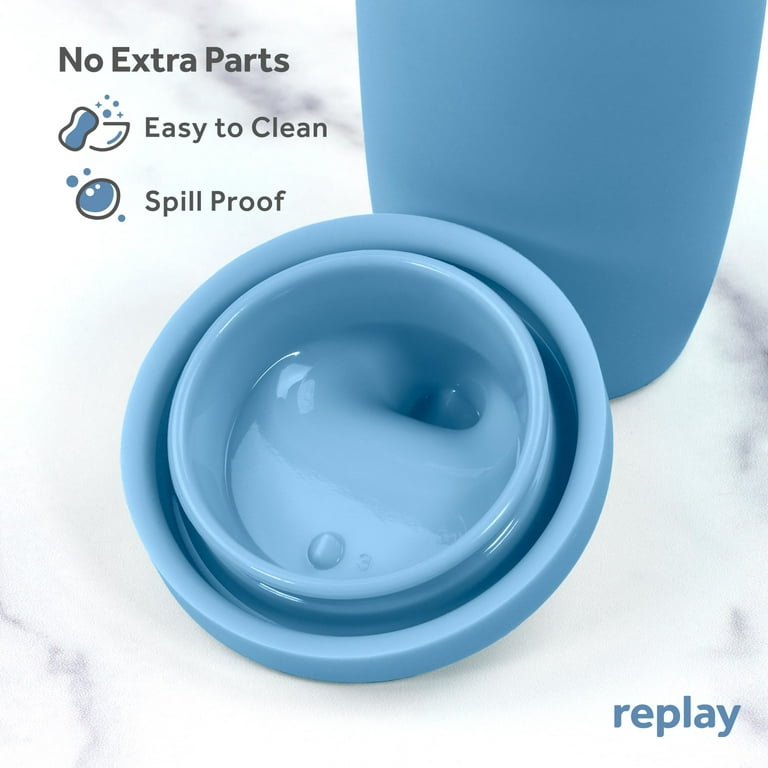 Re-Play Silicone Sippy Cups for Toddlers 8 oz Kids No Spill Cup Ice Blue