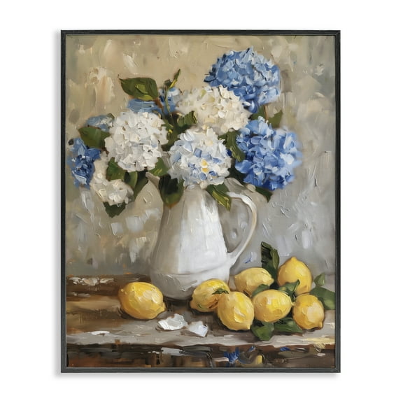 Stupell Industries Hydrangeas and Citrus Still Life Black Framed Giclee Art design by LSR Creative Studio, 14 x 11