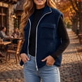 thumbnail image 6 of Sentuca Womens Vest Stand Collar Full Zip Plush Fleece Coat with Pockets Sleeveless Warm Cozy Soft Wear Jackets, Navy L, 6 of 8