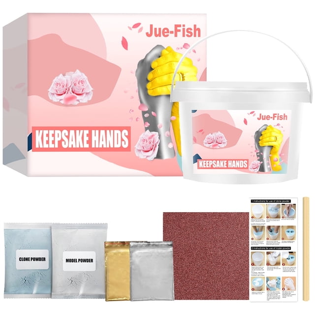 Hand Casting Kit Complete Safe Hand Molding Kit Keepsake DIY Hand Mold Kit with Bucket Powder Sandpaper Stick Preserve Memories Sculpture for Couples Families Friends