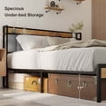 thumbnail image 3 of Lofka Bed Frame with Upholstered Storage Headboard, Metal King Bed Frame, Light Gray, 3 of 8