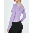 thumbnail image 4 of Liacowi Women Workout Tops Solid Color Cutout Long Sleeve Yoga Athletic Shirt for Sports Gym Running Activewear, 4 of 9