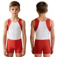 thumbnail image 2 of Aislor Boys Sleeveless Gymnastics Leotard with Shorts Set Dance Gym Workout Jumpsuit 6-16 White 14, 2 of 7