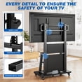 thumbnail image 6 of RTVR Rolling TV Cart Stand on Wheels for 40-86 inch TVs with Storage Shelves, Reinforced Wide Base up to 200lbs, Black, 6 of 8