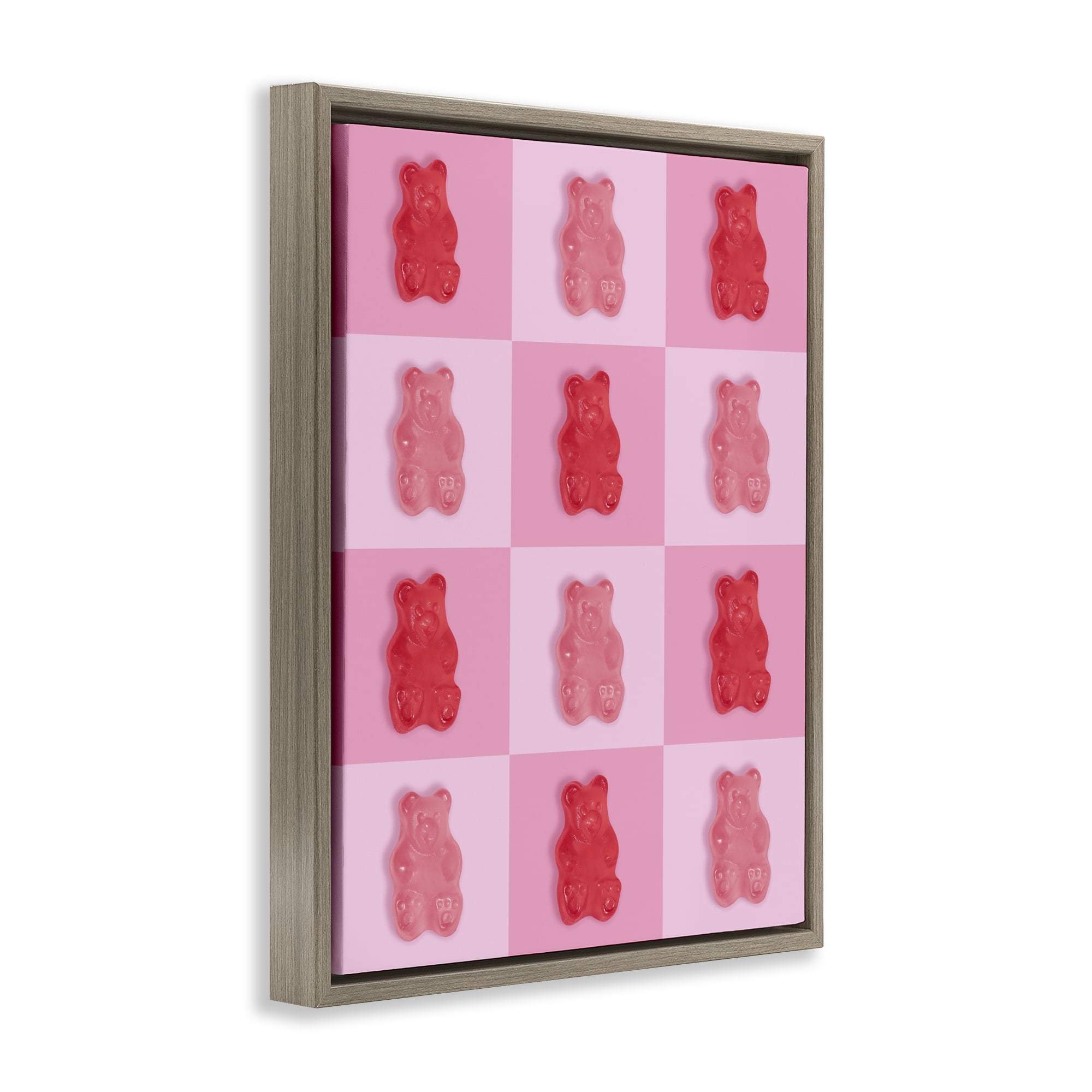 Stupell Industries Pink & Red Candy Bears Brown Framed Floater Canvas Wall Art, design by LISH Creative