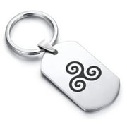 Stainless Steel Celtic Spiral Knot Dog Tag Keychain Circle Ring