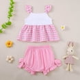 thumbnail image 6 of kpoplk Baby Girl Clothes Toddler Summer Outfits Sleeveless Tie Strap Tank Top Elastic Waist Shorts Clothing Set(Pink,0-6 M), 6 of 8