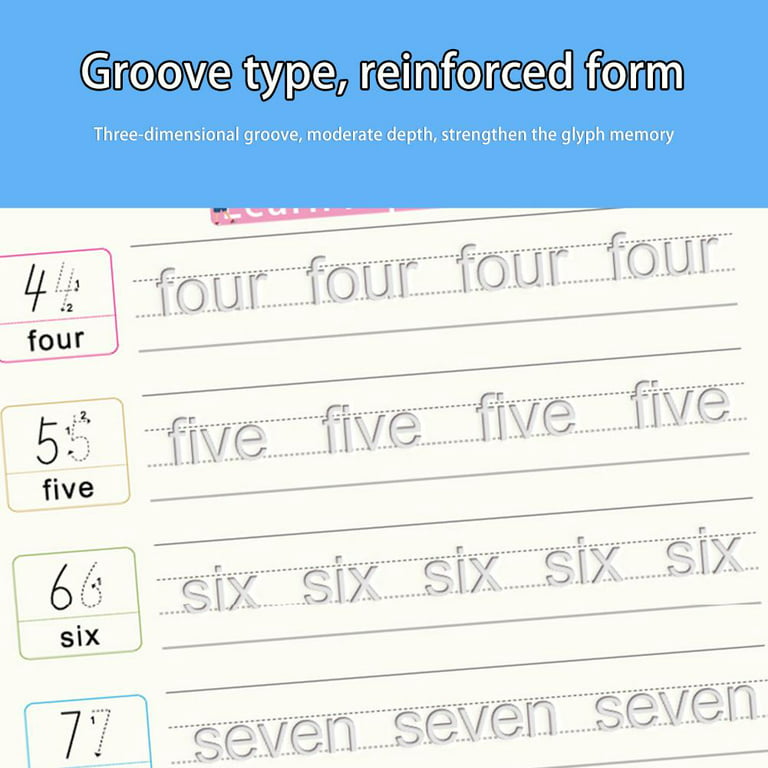 4 Pack Large Reusable Handwriting WorkBook for Kids,Magic Pen Control  Practice with Fade Invisible Ink Pen,Grooves Writing Skill  Copybook,Calligraphy