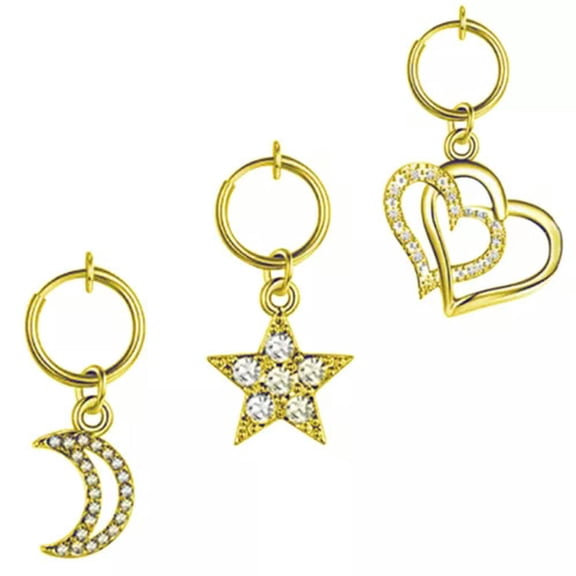 HOOUN 3PCS Clip on Belly Button Rings Fake Belly Piercing Non Piercing Navel Ring-Gold