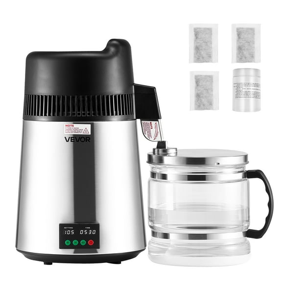 KFFKFF 6L Countertop Water Purifier Machine, 900W Stainless Steel with Glass Container