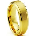 thumbnail image 2 of Charming Jewelers Tungsten Wedding Band Ring 6mm for Men Women Comfort Fit 18K Yellow Gold Plated Step Beveled Edge Brushed Polished Lifetime Guarantee Size 6, 2 of 5